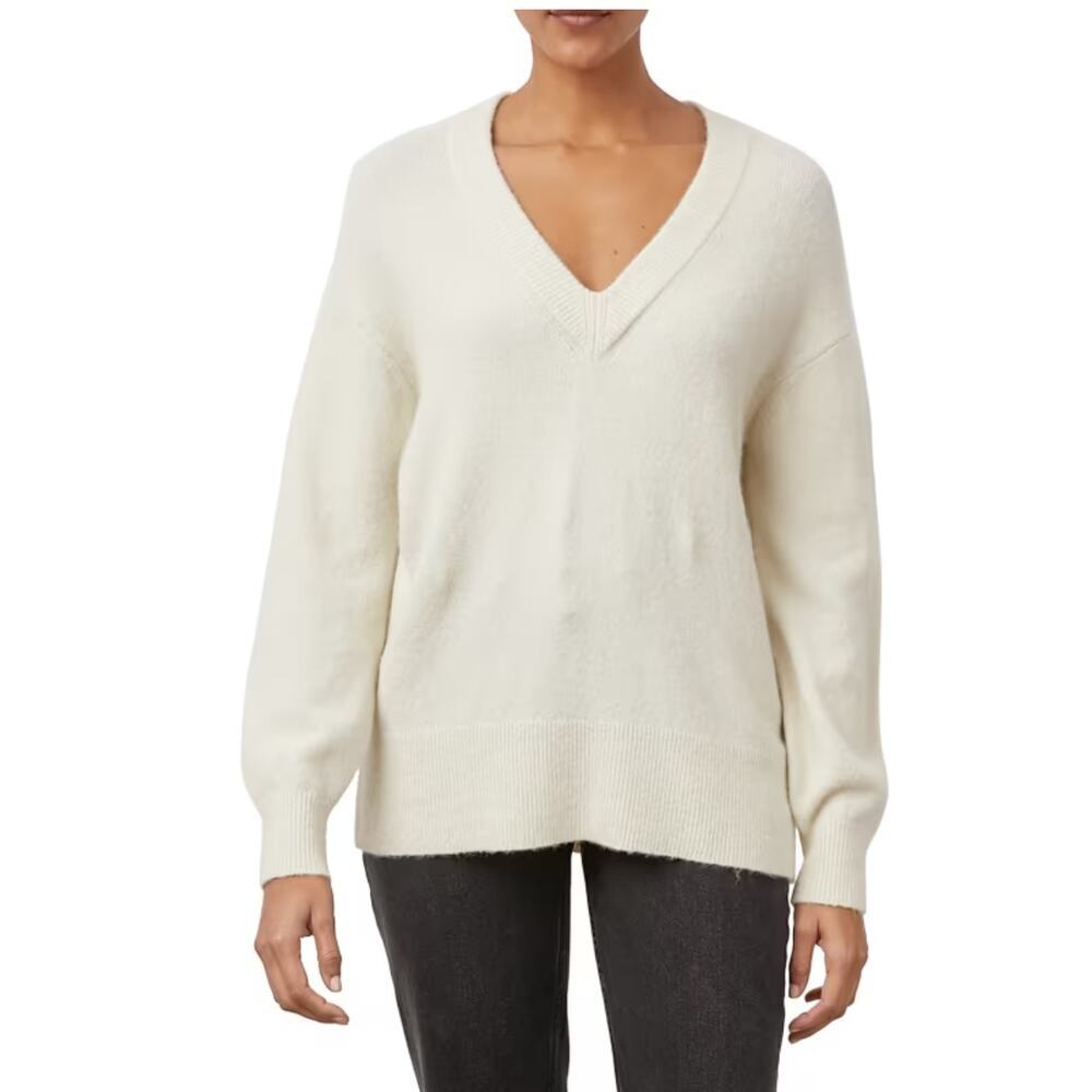 Rails Women's Cream Cashmere Wool Malise V-Neck Pullover Sweater,Size S,Like New